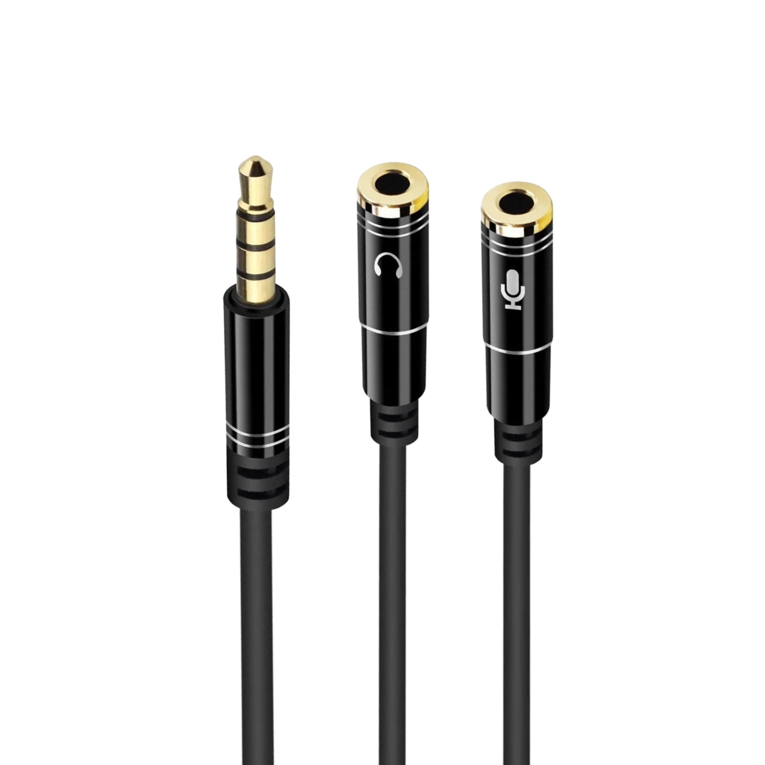 Cabo Adaptador de Áudio Jack 3.5mm 4-pin Macho para 2x Jack 3.5mm Fêmea Ewent EC1641 Alumínio