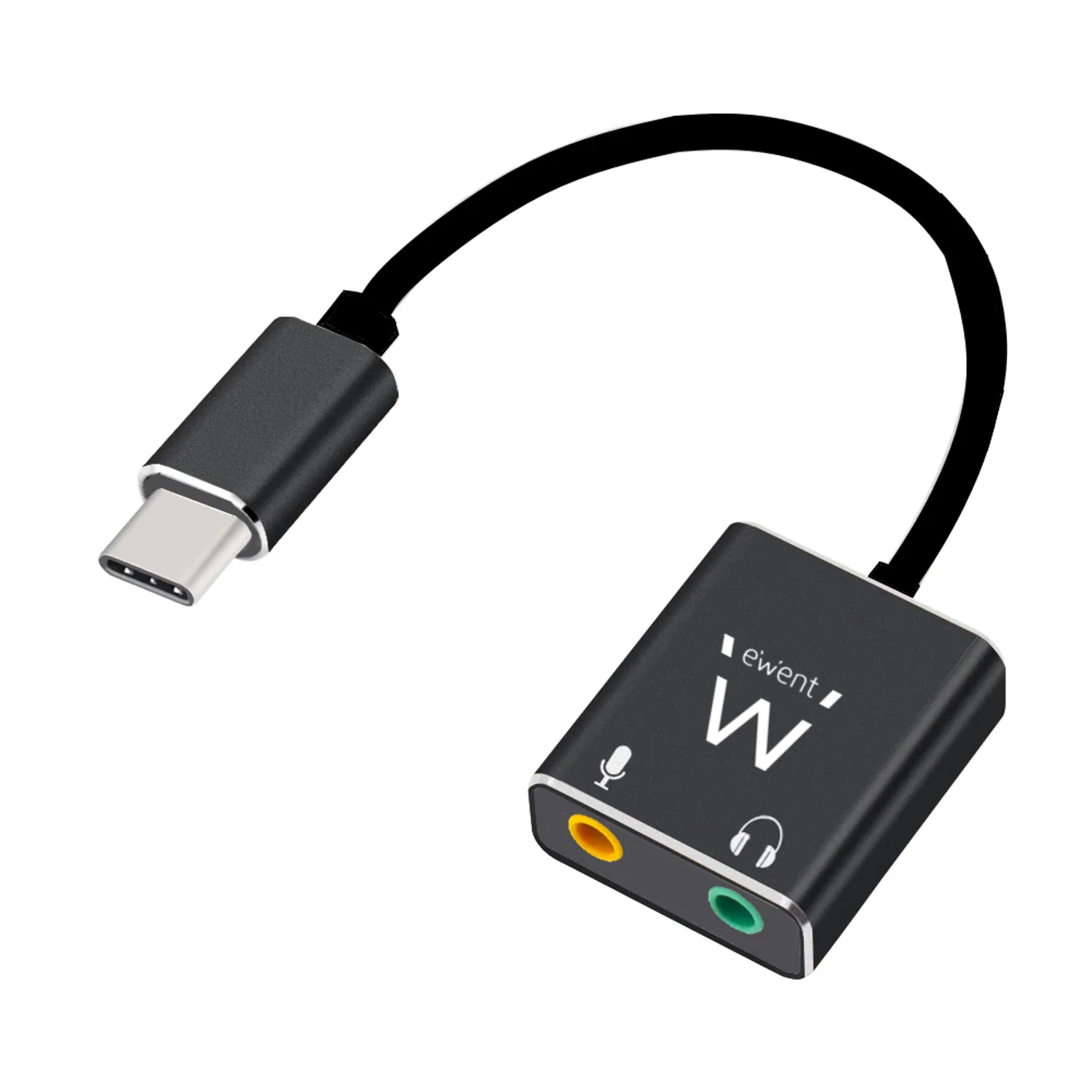 Adaptador placa de som USB-C para 2x jack 3,5mm áudio e microfone Ewent EC1645