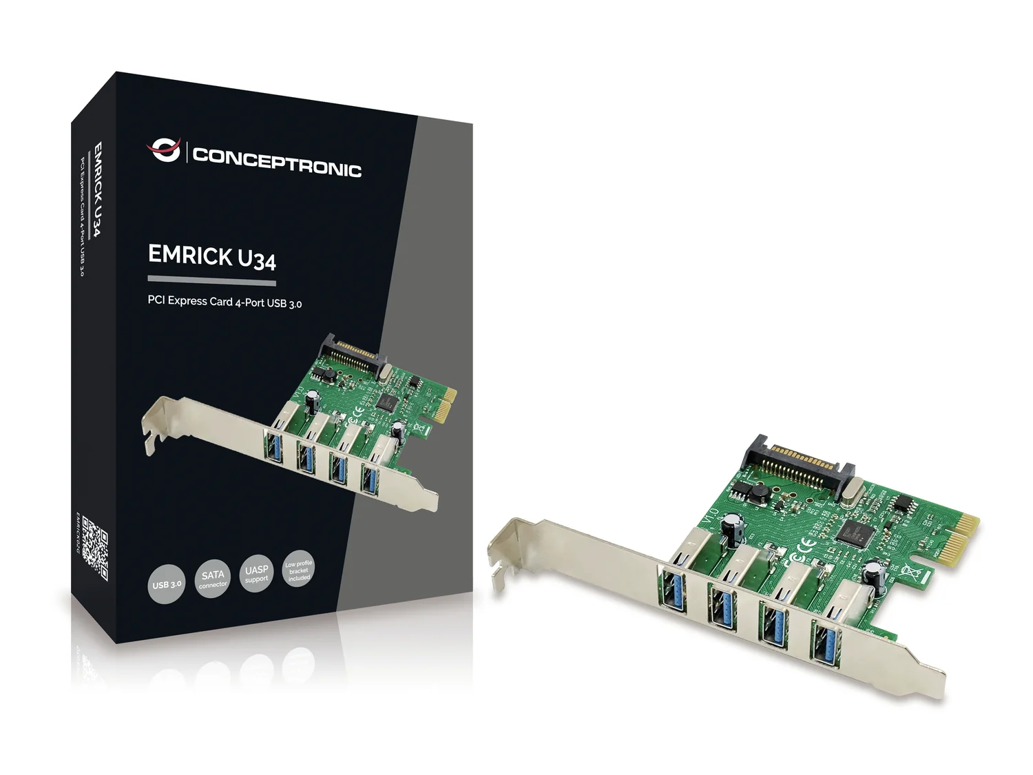 Placa PCIe Conceptronic 4 Portas USB 3.0 (USB 3.2 Gen 1) Tipo A Chipset VL805 - Imagem 2