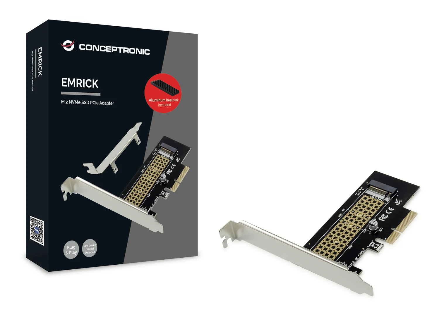 Placa Adaptadora PCIe para SSD M.2 NVMe Conceptronic EMRICK05BS com Dissipador - Imagem 3