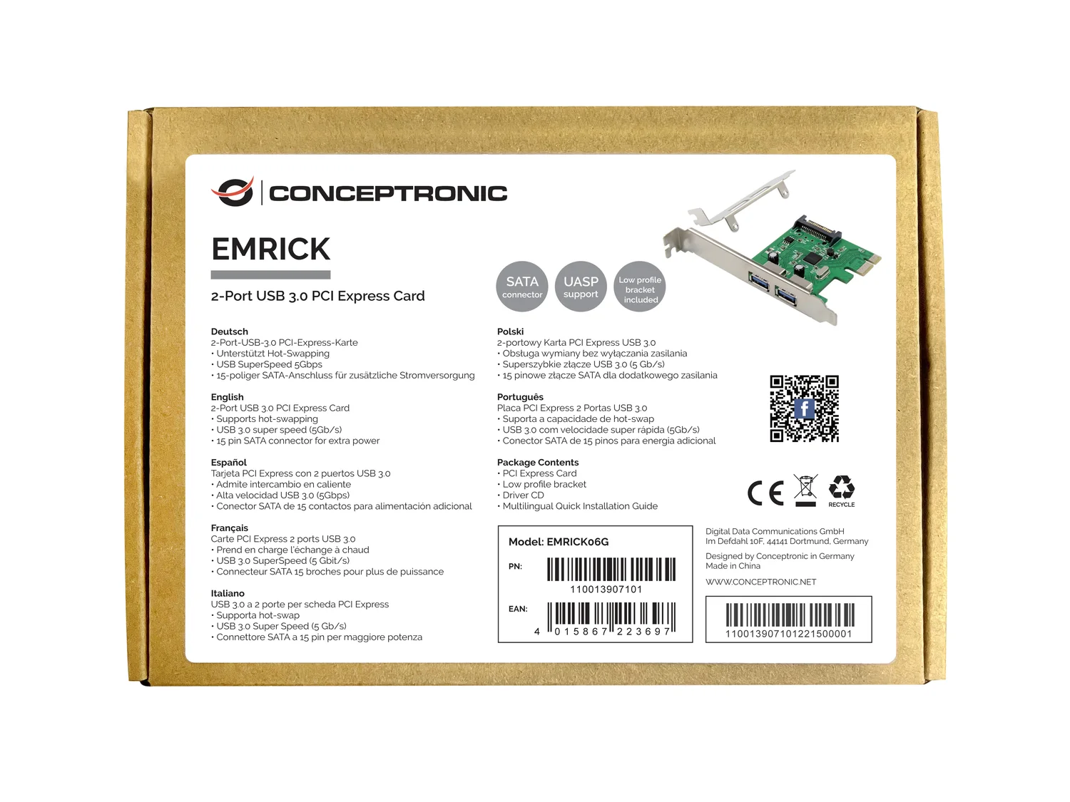Placa controladora PCIe 2 portas USB 3.0 (USB 3.2 Gen 1) Conceptronic EMRICK06G - Imagem 2