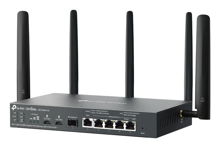 Router TP-Link Omada 4G+ Cat6 AX3000 Gigabit VPN Gateway com 4 Portas PoE+ Preto - Imagem 3