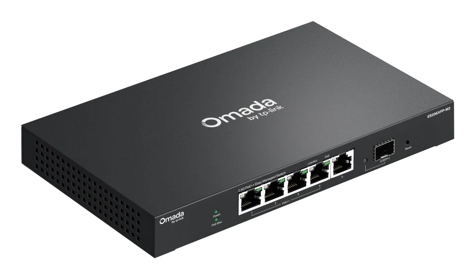 Switch de rede gerido 5 portas 2.5GbE PoE++ 120W SFP+ 10G TP-Link Omada ES206XPP-M2 - Imagem 4