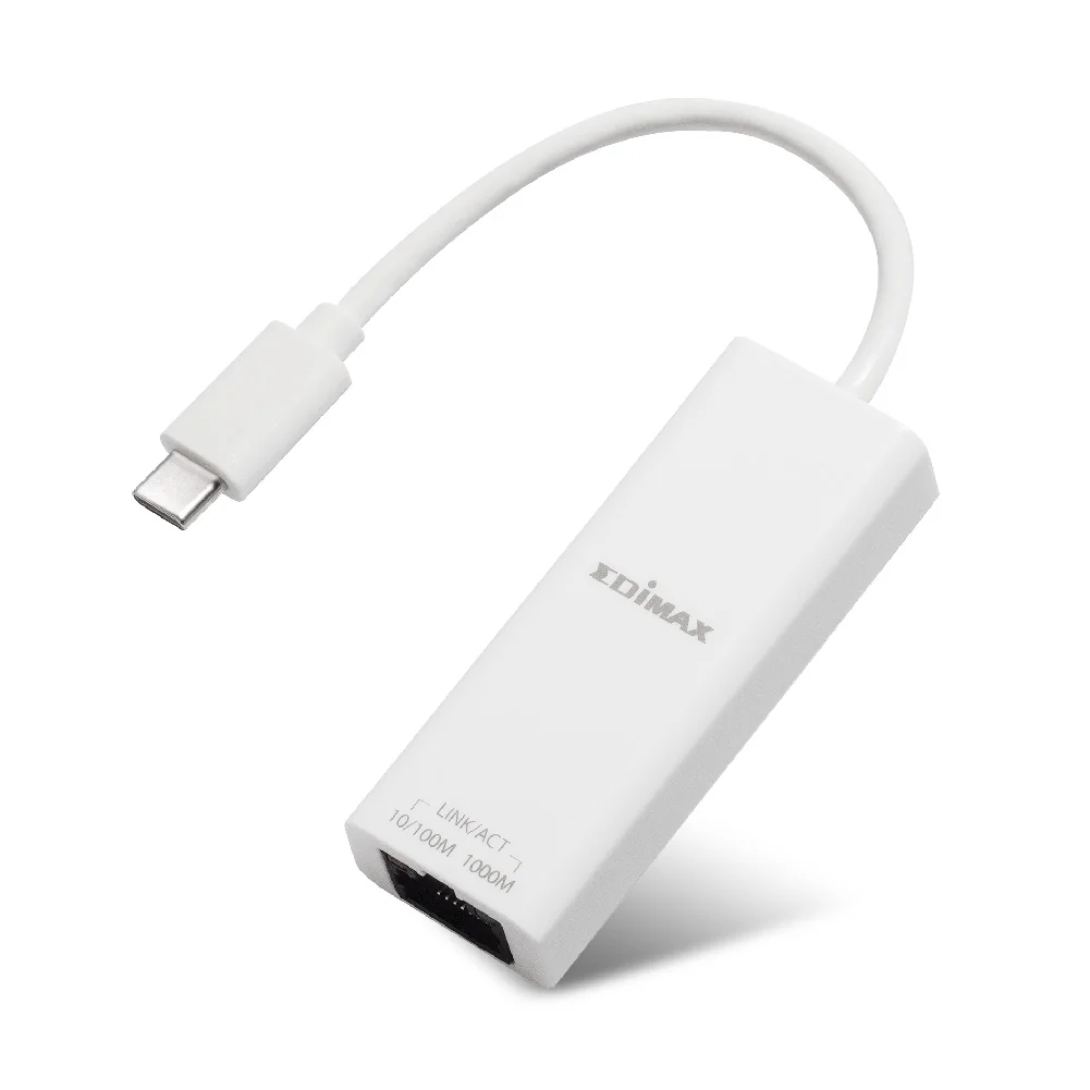 Adaptador de rede Edimax EU-4306C USB-C 3.2 para Gigabit Ethernet branco