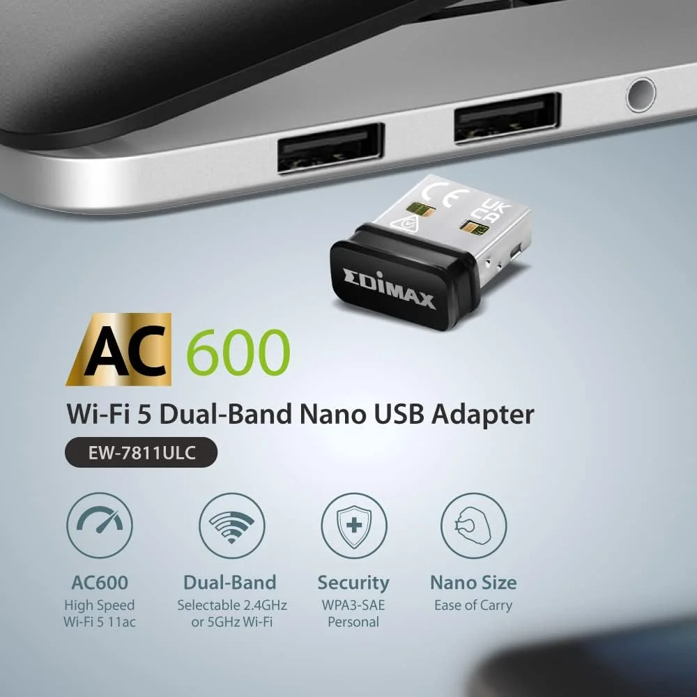 Adaptador USB Wi-Fi Edimax EW-7811ULC Nano AC600 Dual-Band - Imagem 3