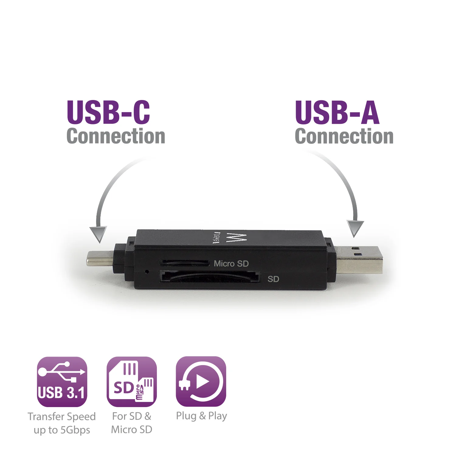 Leitor de cartões de memória USB-C/USB-A 3.2 Gen 1 Ewent EW1075 - Imagem 4
