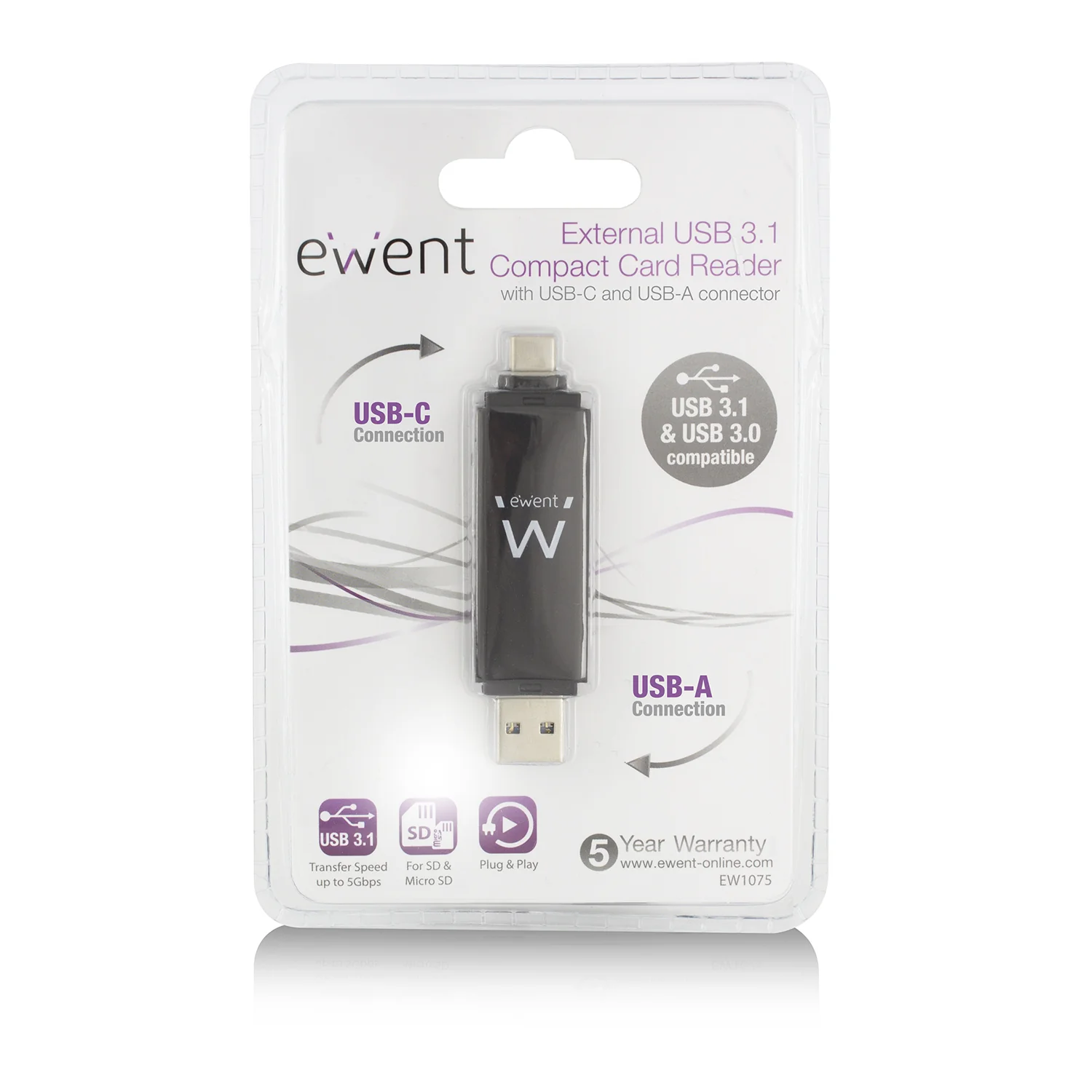 Leitor de cartões de memória USB-C/USB-A 3.2 Gen 1 Ewent EW1075 - Imagem 5