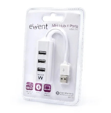 Hub USB Ewent EW1122 USB 2.0 de 4 portas branco - Imagem 3