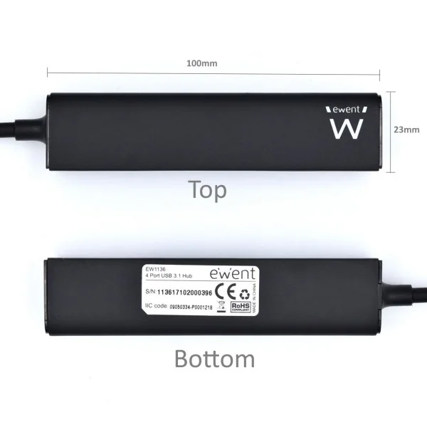 Hub USB 3.2 Gen 1 compacto 4 portas com DC jack Ewent EW1136 - Imagem 5