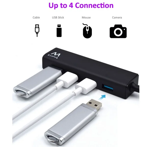 Hub USB 3.2 Gen 1 compacto 4 portas com DC jack Ewent EW1136 - Imagem 4