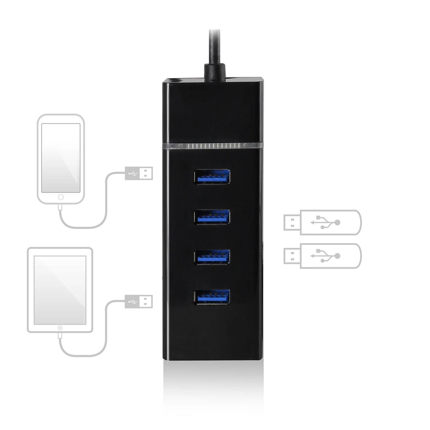 Hub USB Ewent EW1137 Type-C 4 Portas USB 3.0 5 Gbps Preto - Imagem 4