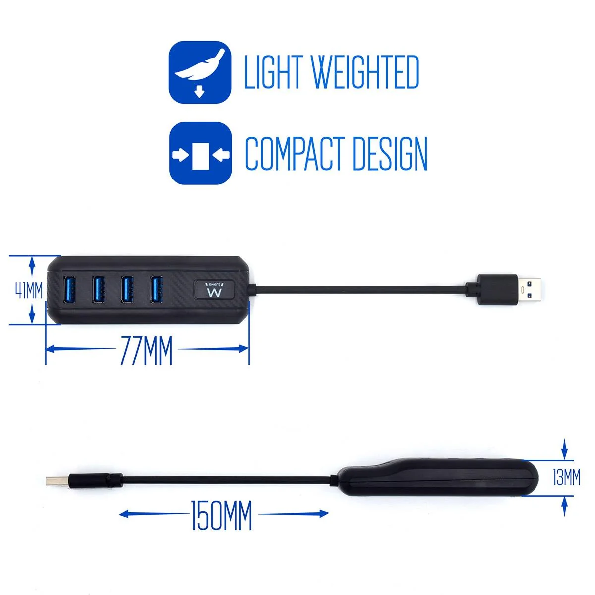 Hub USB Ewent EW1138 USB 3.2 Gen 1 com 4 portas Type-A preto - Imagem 4
