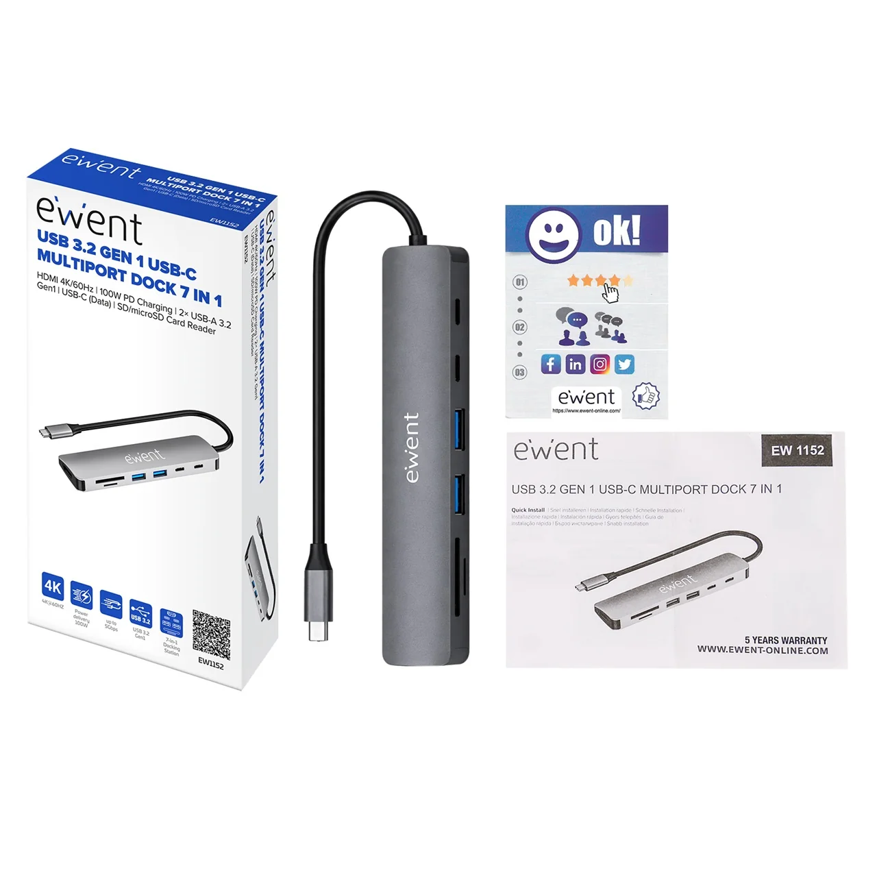 Docking station USB-C 7 em 1 HDMI 4K PD 100W Ewent EW1152 - Imagem 2
