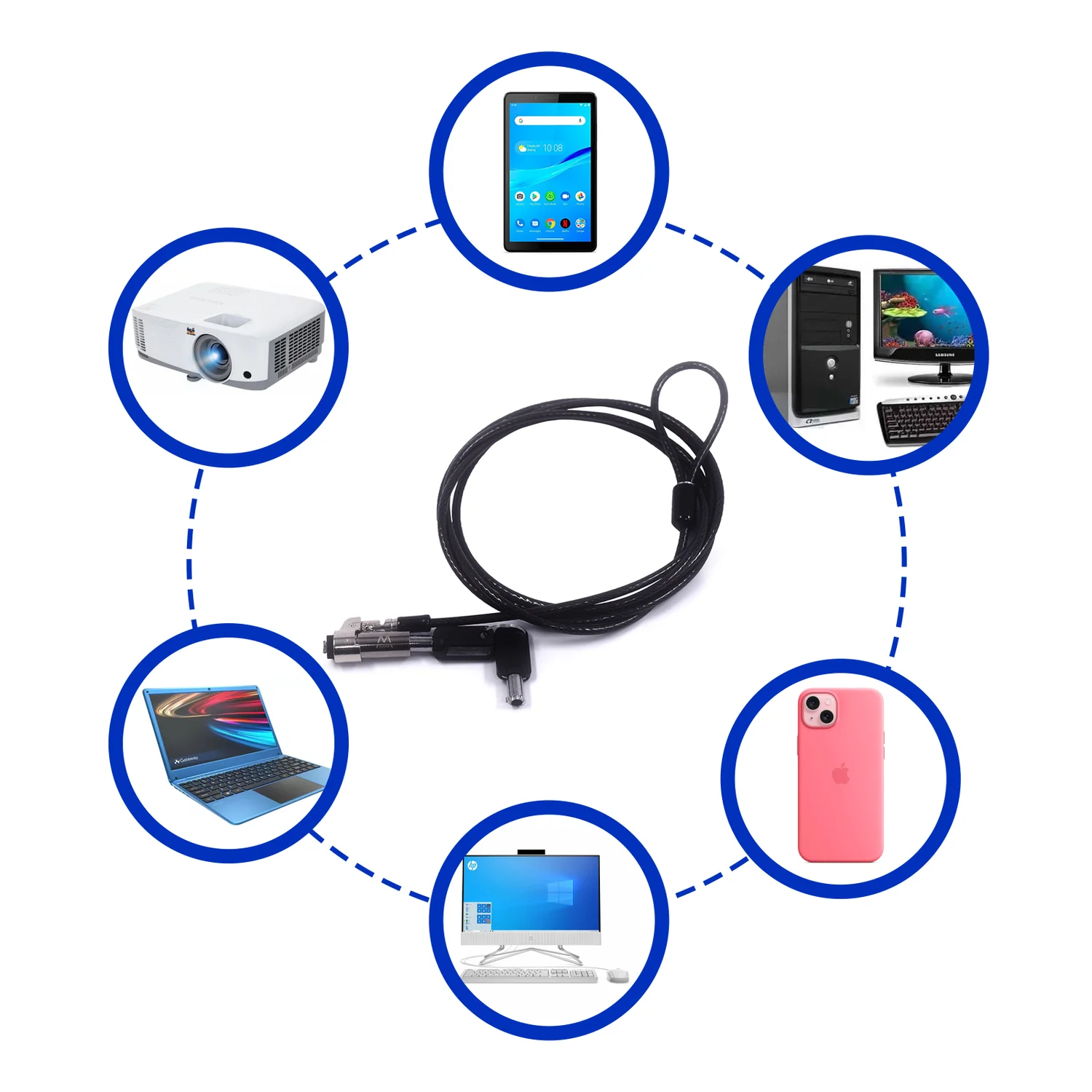 Cadeado de Segurança Ewent EW1239 NanoSaver para Portátil com Chave Nano Slot 2.5x6mm 1.8m - Imagem 3