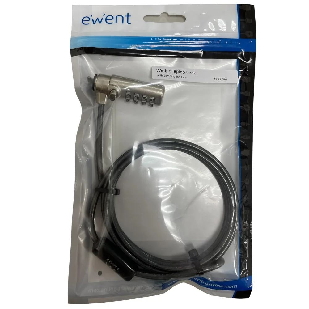 Cadeado de Segurança Ewent EW1243 Wedge Lock para Portátil com Combinação e Cabo 1.5m - Imagem 2