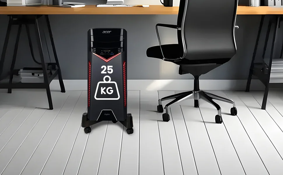 Suporte de CPU Ewent EW1292 ajustável em X com 5 rodas preto até 25 kg - Imagem 4