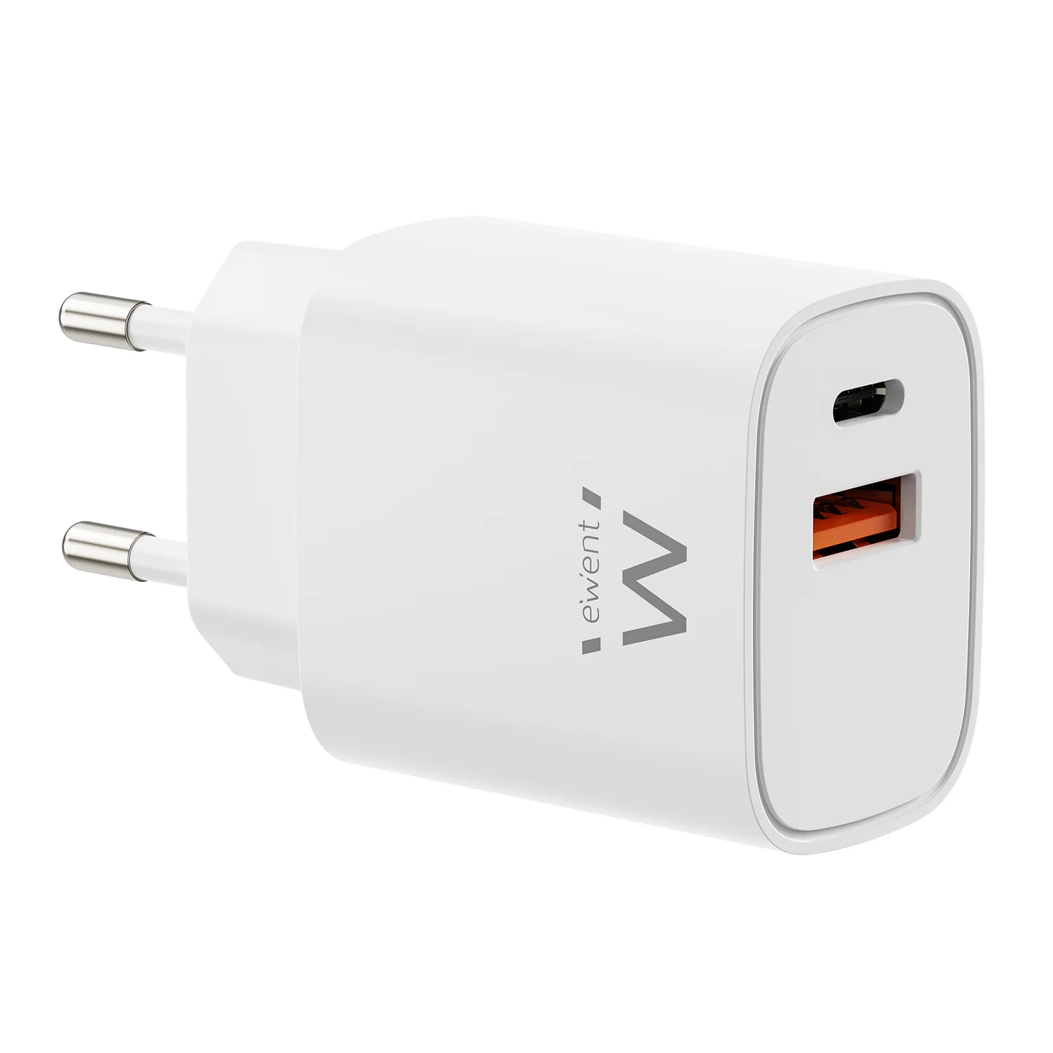 Carregador USB-C e USB-A Ewent EW1326 GaN 30W PD3.0 QC3.0 compacto branco - Imagem 1