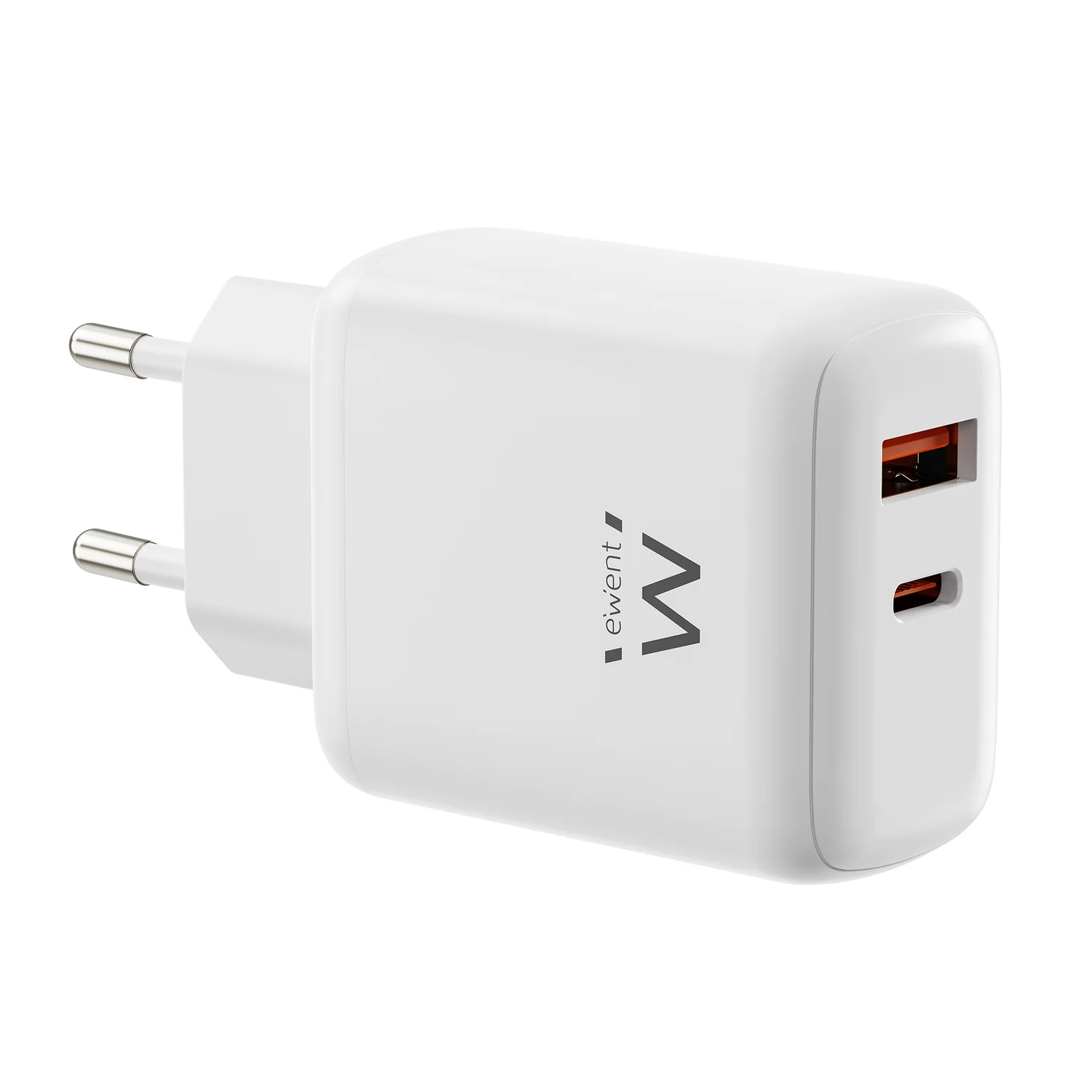 Carregador USB-C e USB-A Ewent EW1329 GaN 45W PD3.0 QC3.0 compacto branco - Imagem 1