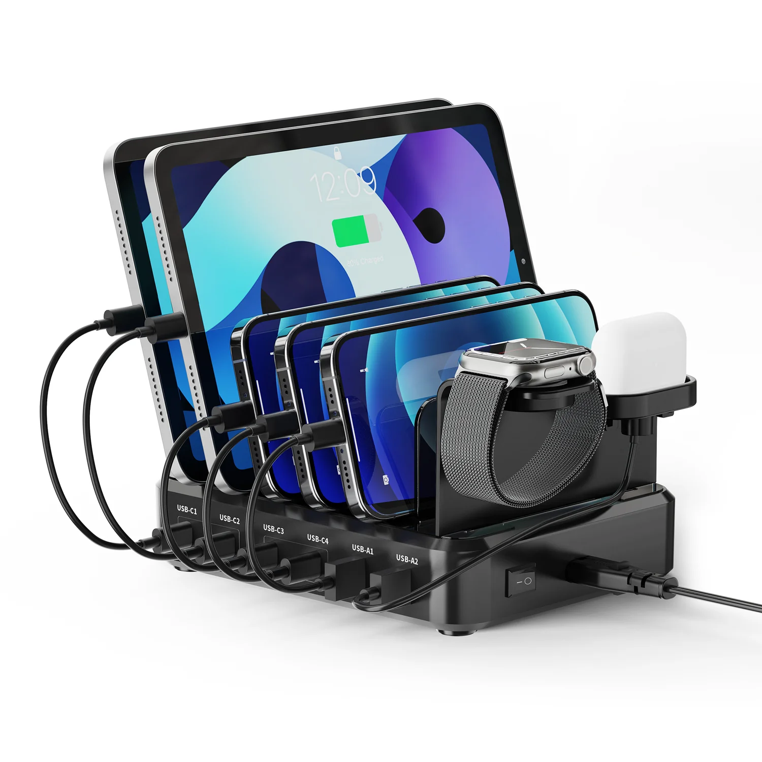 Estação de Carregamento USB 6 Portas 130W Ewent EW1335 Power Delivery 3.0 Preto