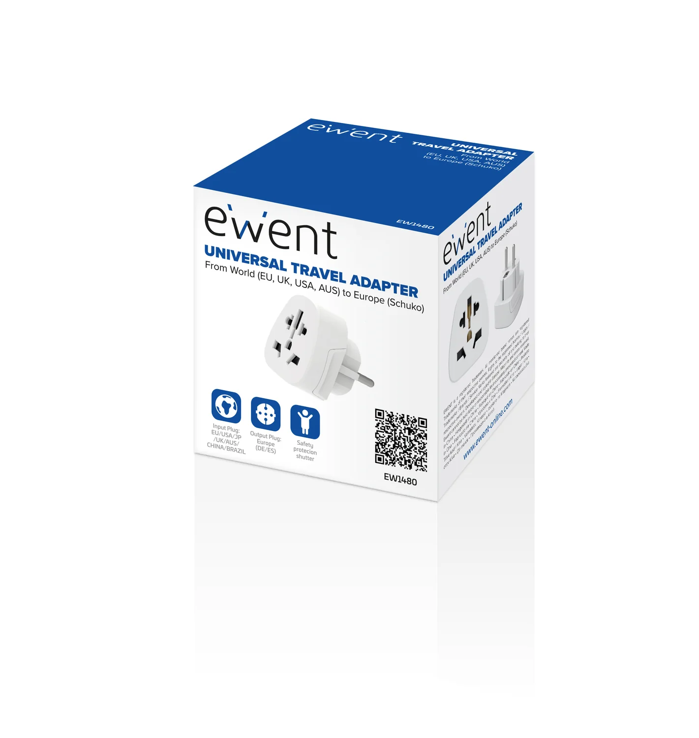 Adaptador de Viagem Universal para Europa Ewent EW1480 Branco - Imagem 2