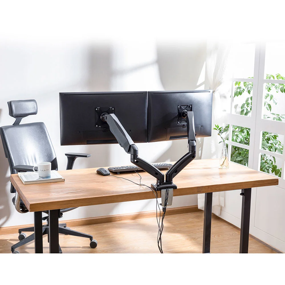 Suporte de Monitor Ewent EW1516 Duplo 13"-32" Pneumático VESA 100x100 Preto - Imagem 2