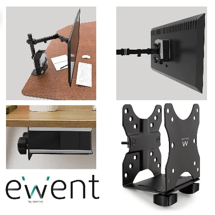 Suporte VESA para Mini PC Ewent EW1517, Compatível 50x50 a 100x100mm, até 5kg, Preto - Imagem 3