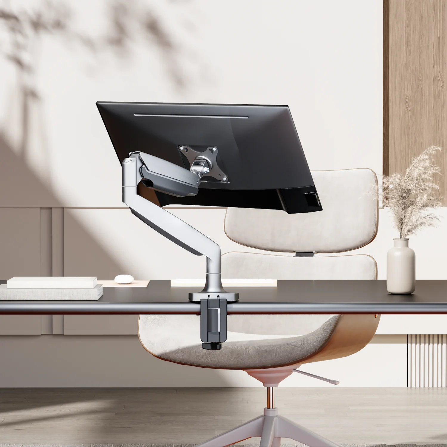 Suporte de Mesa para Monitor Ewent EW1527, até 49" Ultrawide 20kg, VESA 75x75/100x100, Prateado - Imagem 4
