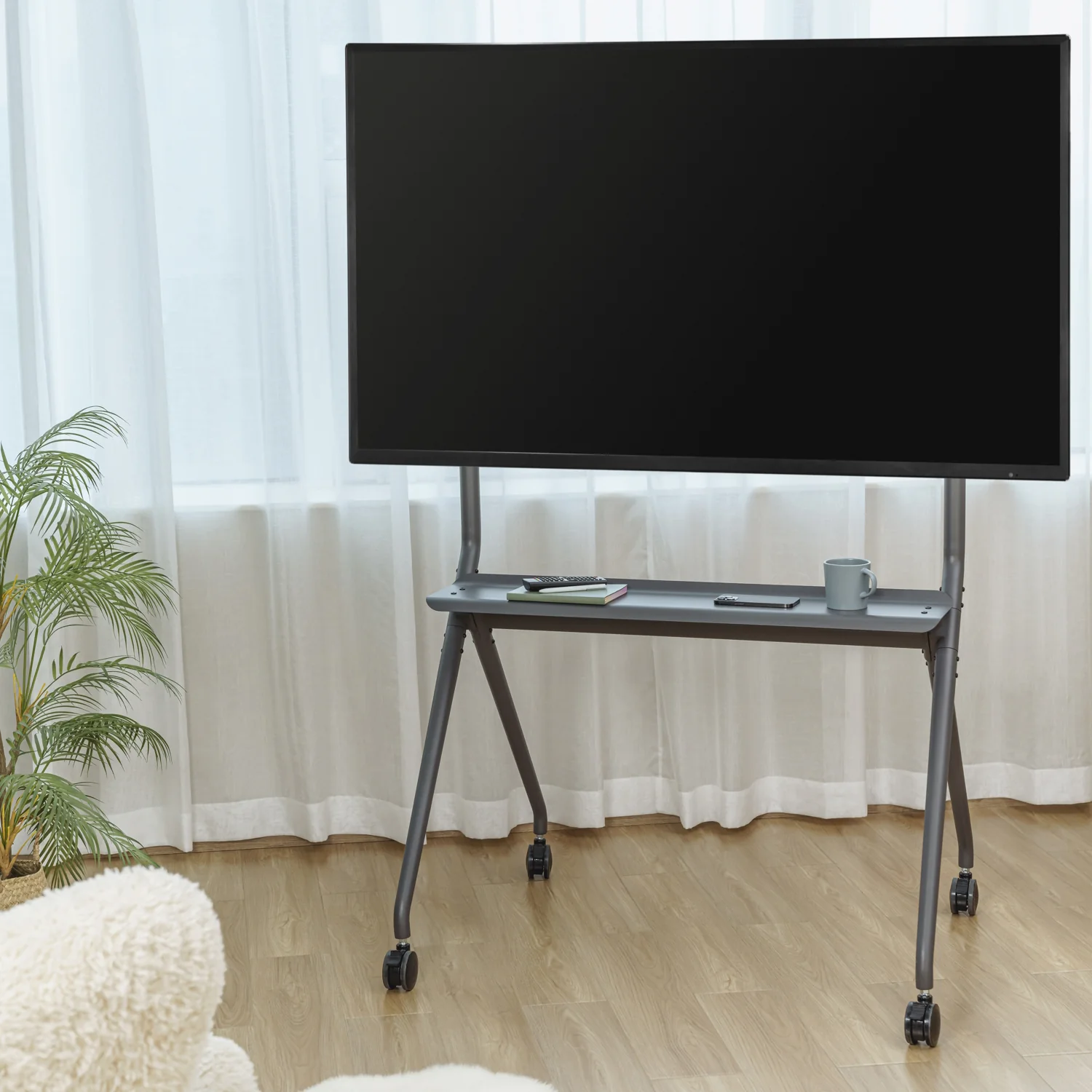 Suporte Móvel de Chão para TV Ewent EW1542 50-86" com Prateleira VESA 800x600 Preto - Imagem 8