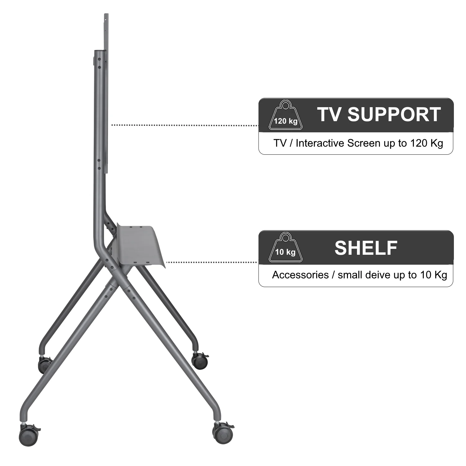 Suporte Móvel de Chão para TV Ewent EW1542 50-86" com Prateleira VESA 800x600 Preto - Imagem 5