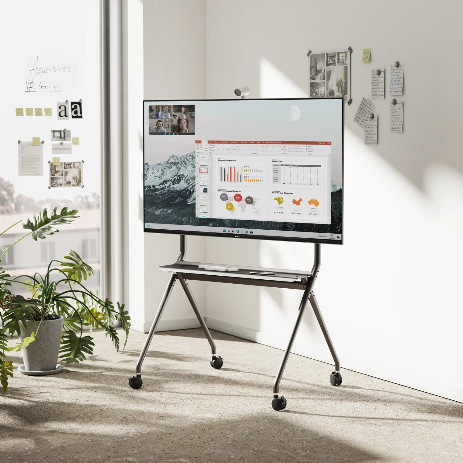 Suporte Móvel de Chão para TV Ewent EW1542 50-86" com Prateleira VESA 800x600 Preto - Imagem 7
