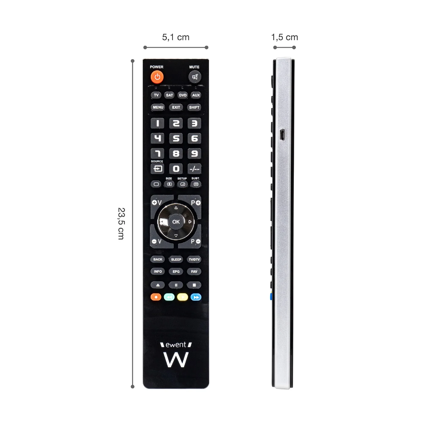 Comando universal 4 em 1 Ewent EW1570 programável via PC cabo micro USB para TV DVD SAT STB preto - Imagem 5