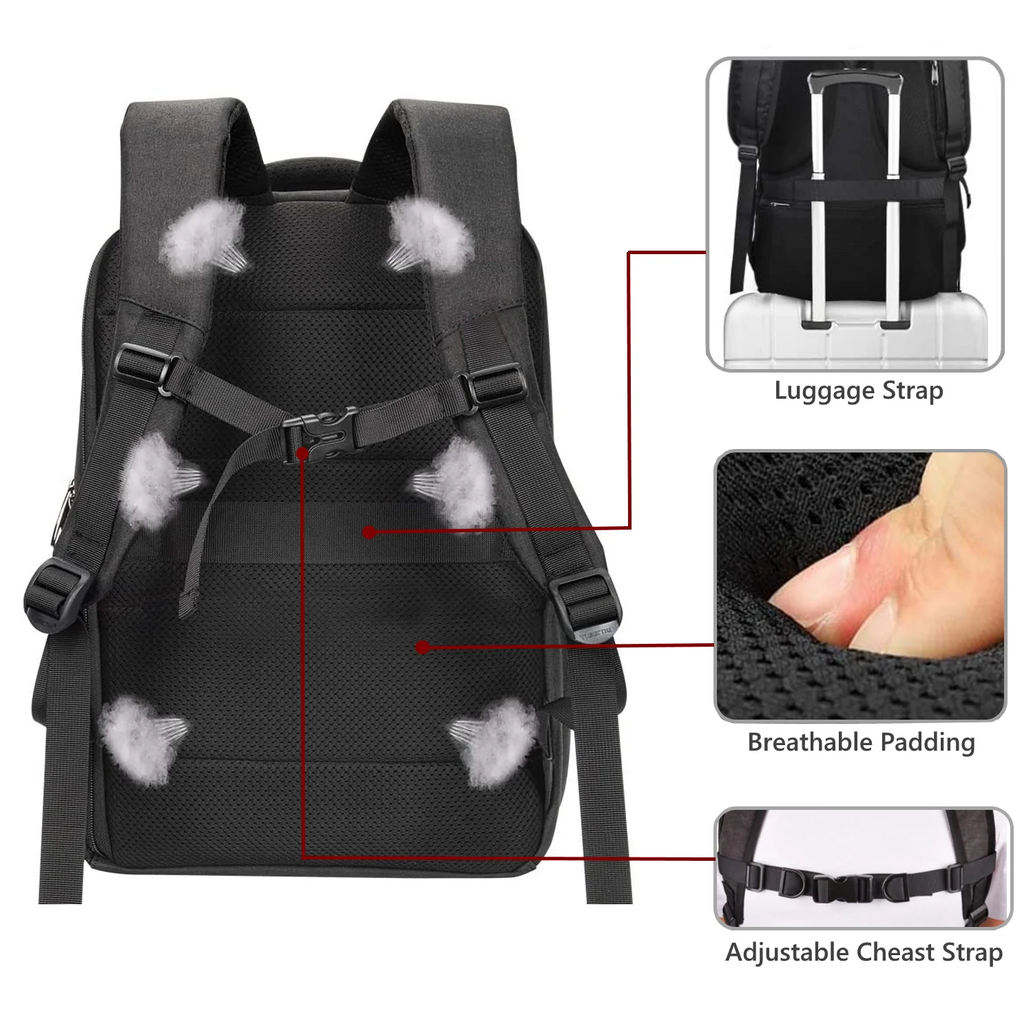 Mochila para Portátil Ewent EW2526 até 15,6", Preta com Porta USB, 26 Litros - Imagem 5