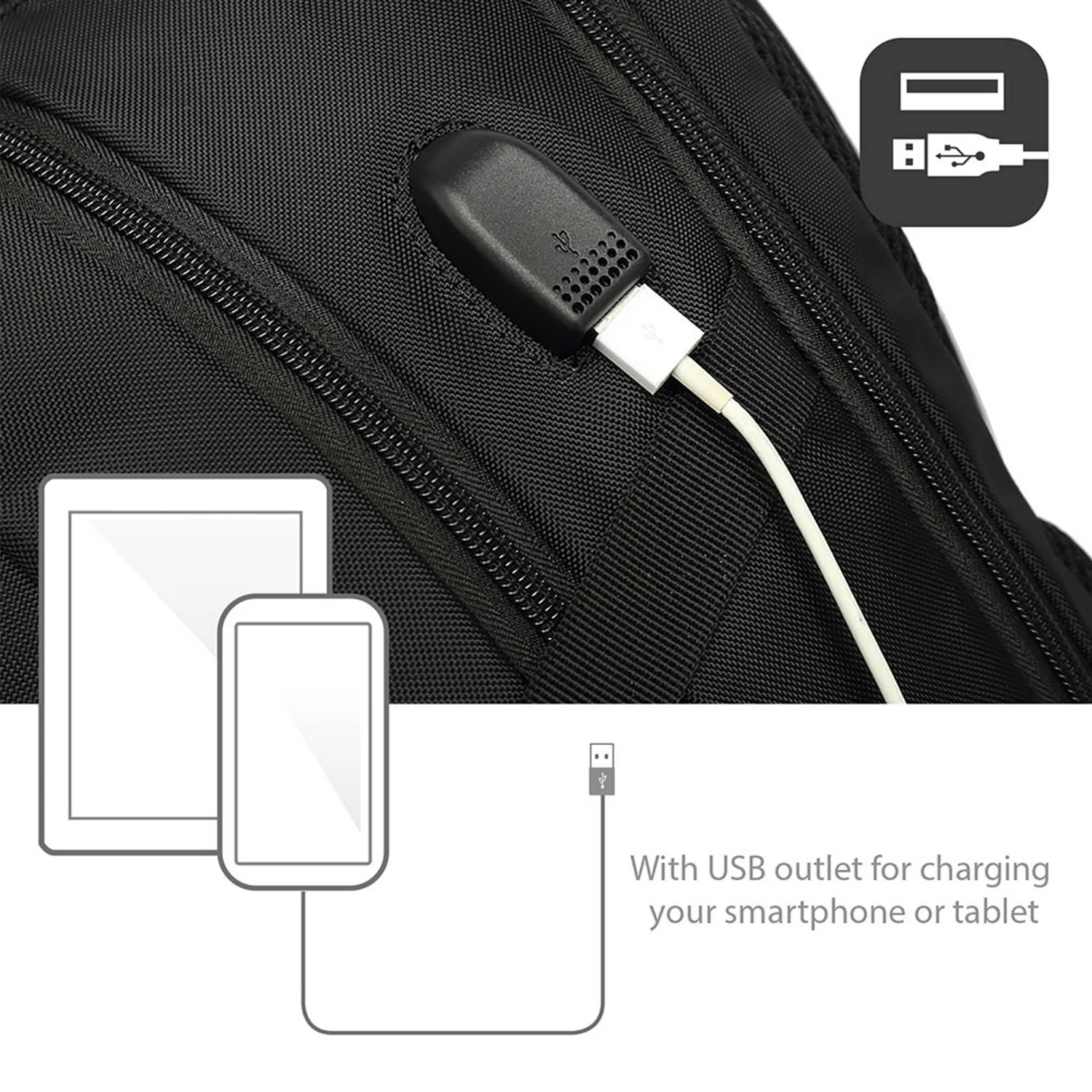 Mochila para Portátil Ewent EW2526 até 15,6", Preta com Porta USB, 26 Litros - Imagem 3