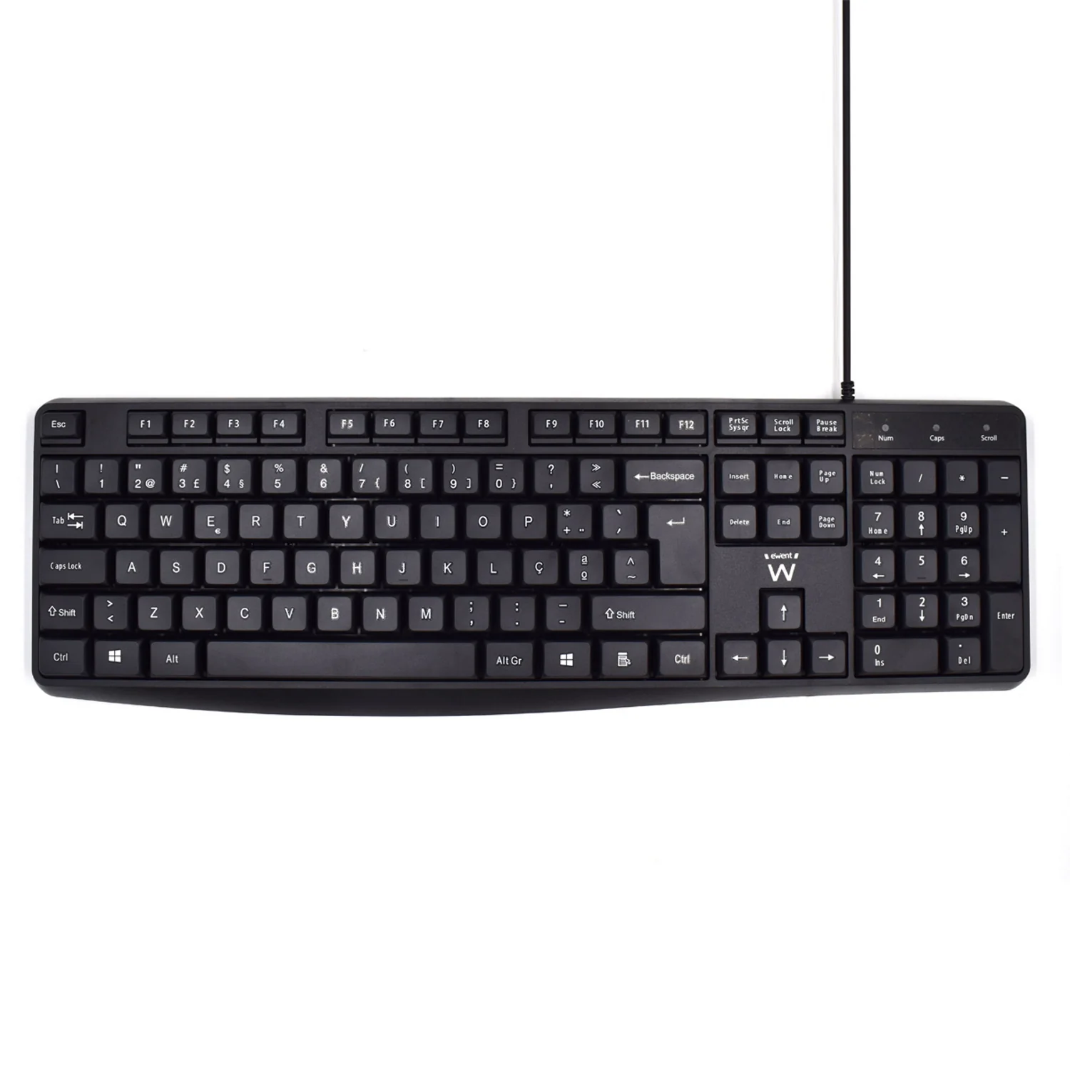 Teclado com fios Ewent EW3002 Professional USB QWERTY português teclas silenciosas preto
