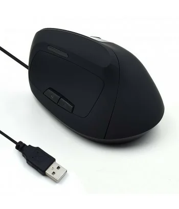 Rato vertical ergonómico com fios Ewent EW3157 USB ótico 1800 dpi ajustável 5 botões preto - Imagem 2