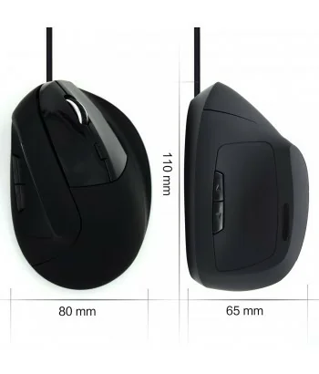 Rato vertical ergonómico com fios Ewent EW3157 USB ótico 1800 dpi ajustável 5 botões preto - Imagem 6