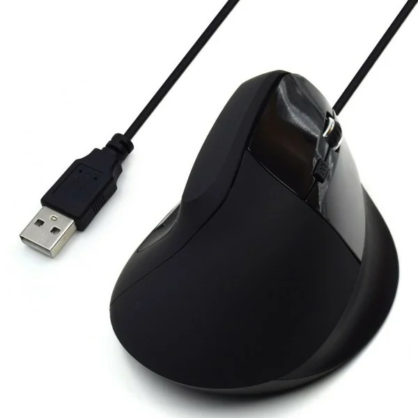 Rato vertical ergonómico com fios Ewent EW3157 USB ótico 1800 dpi ajustável 5 botões preto