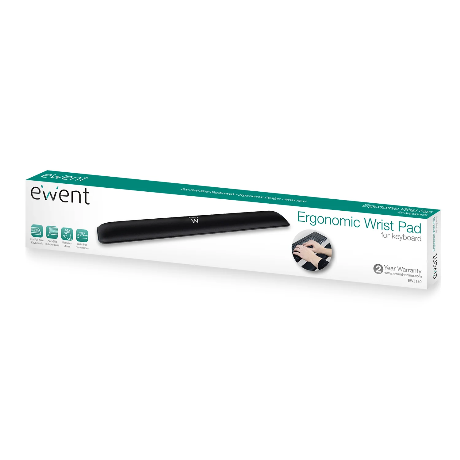 Apoio de pulso ergonómico para teclado Ewent EW3180 em poliéster e borracha preto 462 mm - Imagem 5