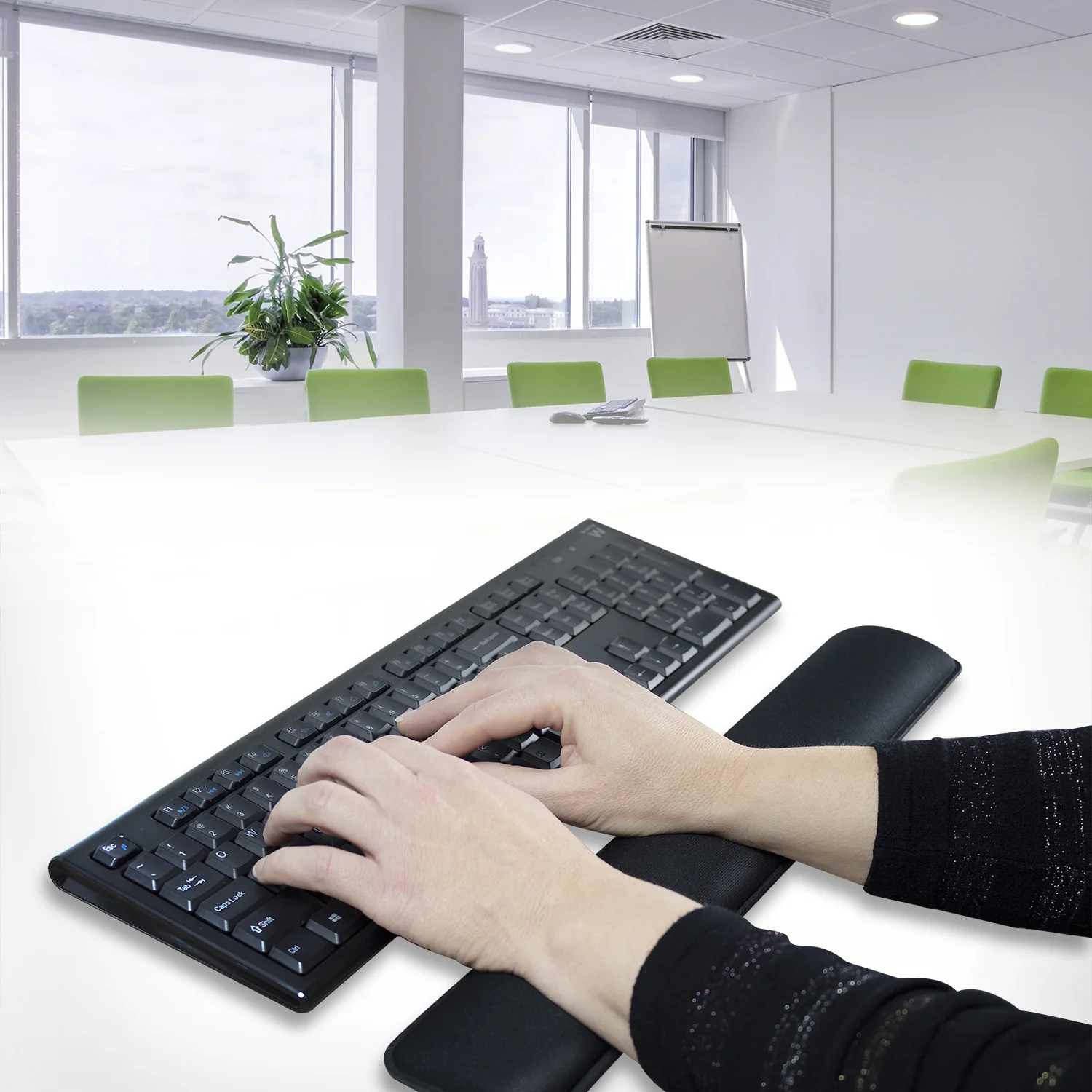 Apoio de pulso ergonómico para teclado Ewent EW3180 em poliéster e borracha preto 462 mm - Imagem 4