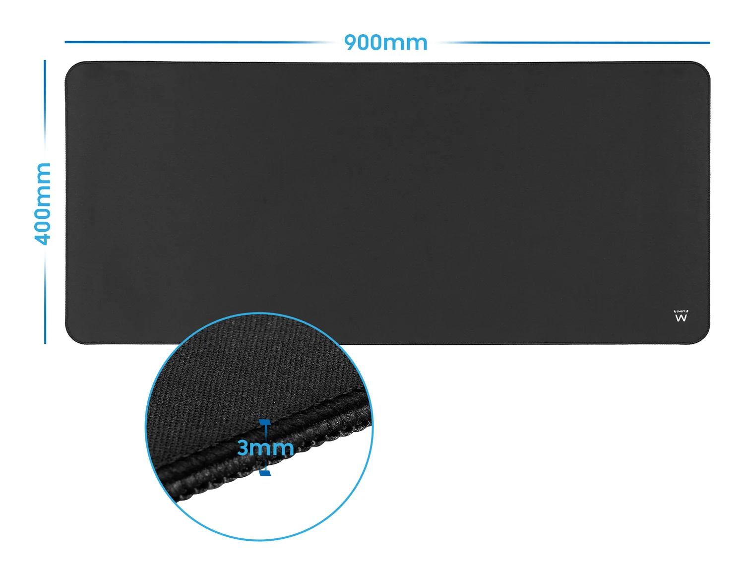 Tapete de rato gaming XXL Ewent EW3182 900x400 mm em poliéster preto - Imagem 3