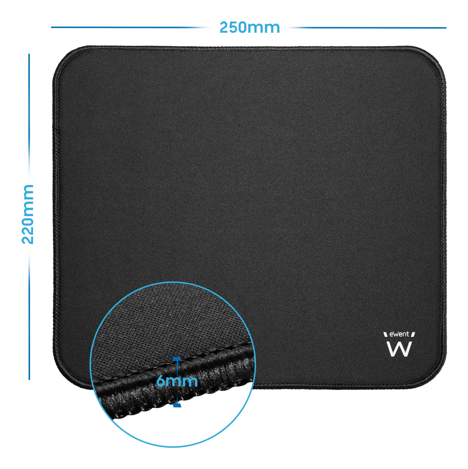 Tapete de rato em poliéster Ewent EW3183 250x220 mm antiderrapante preto - Imagem 3