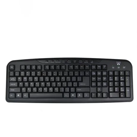 Teclado USB Multimédia com Fio Ewent EW3195, Layout QWERTY PT, Tamanho Completo 114 Teclas, Preto