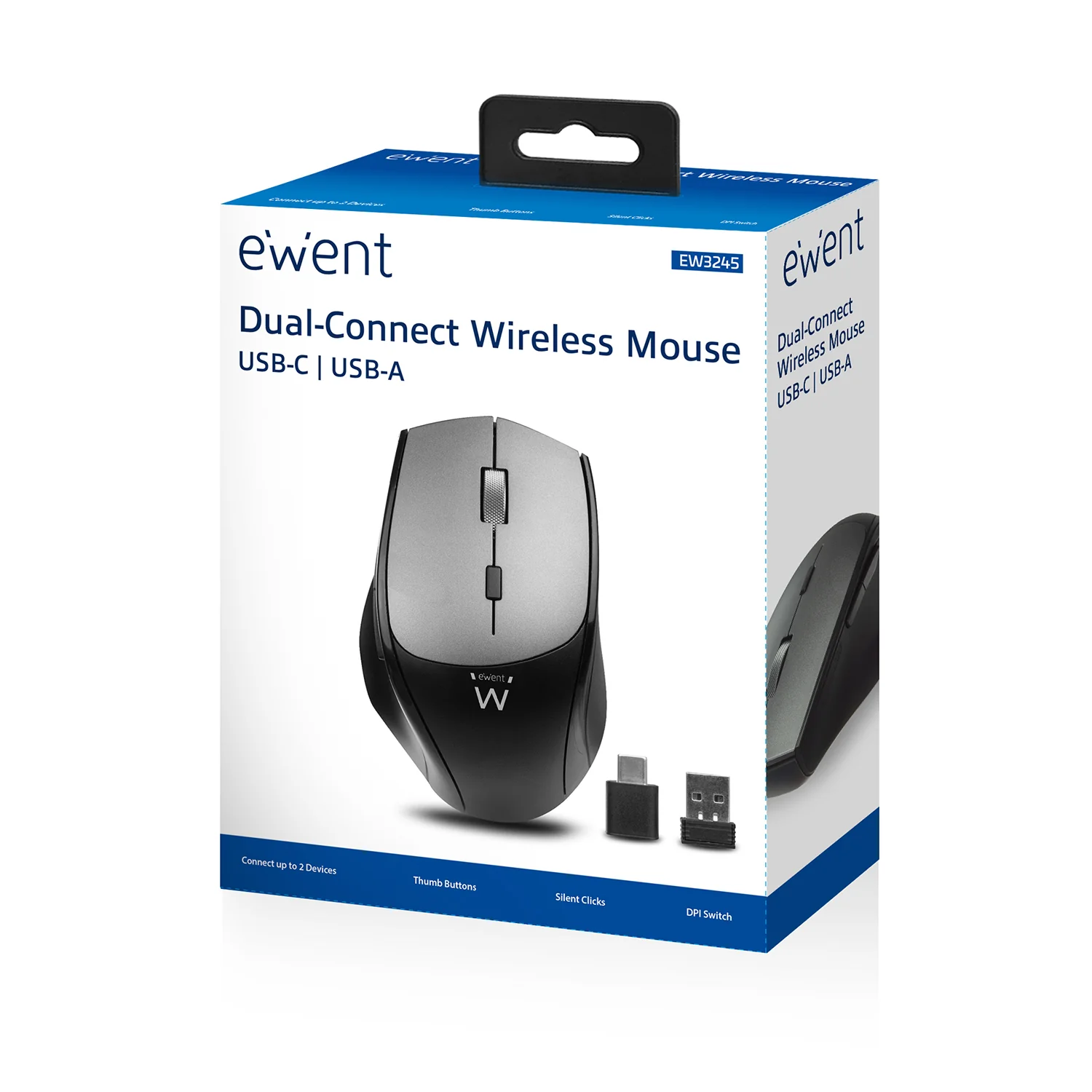 Rato sem fios silencioso Ewent EW3245 2400 DPI dupla ligação USB-A e USB-C - Imagem 6