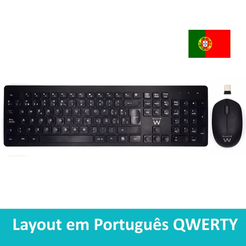 Kit teclado e rato sem fios Ewent EW3258 QWERTY PT silencioso 1600DPI preto - Imagem 2