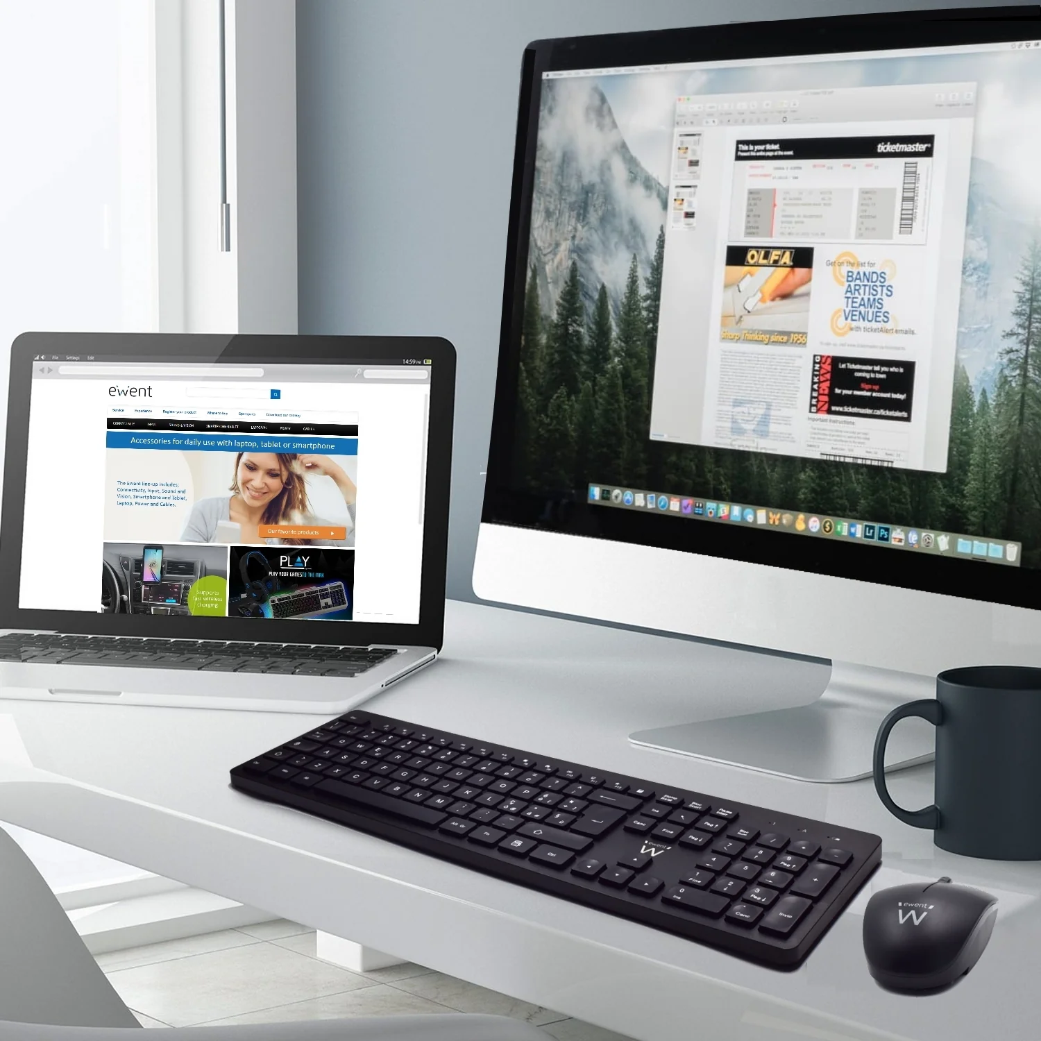 Kit teclado e rato sem fios Ewent EW3258 QWERTY PT silencioso 1600DPI preto - Imagem 8