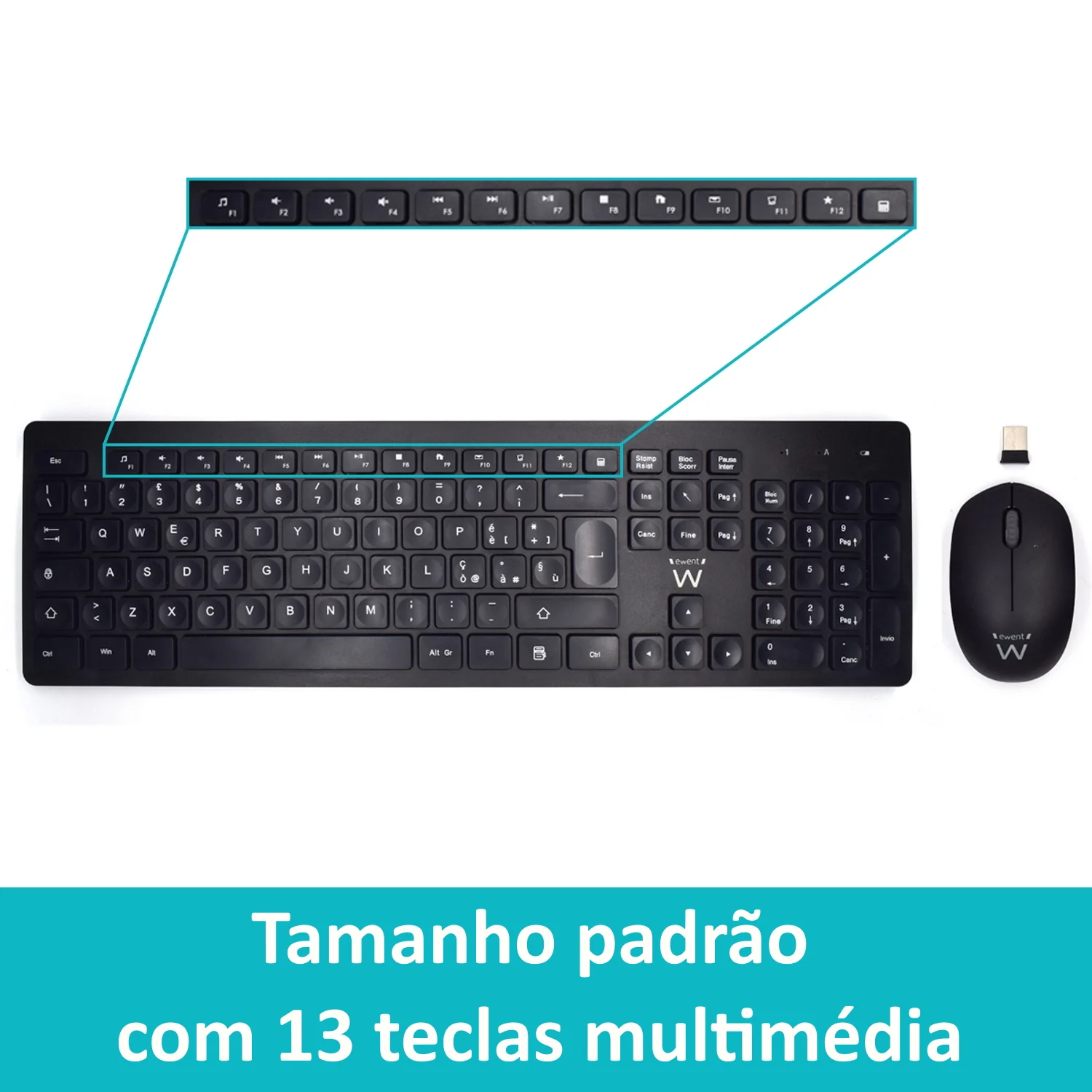 Kit teclado e rato sem fios Ewent EW3258 QWERTY PT silencioso 1600DPI preto - Imagem 5