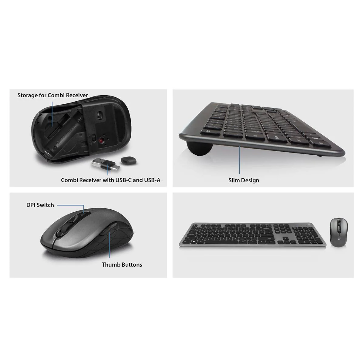 Conjunto teclado e rato sem fios Ewent EW3259 teclas silenciosas com botões multimédia - Imagem 2