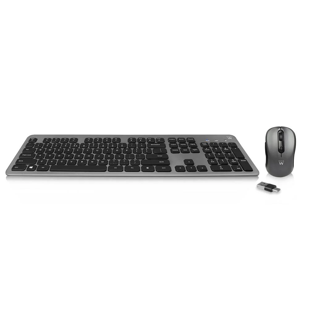 Conjunto teclado e rato sem fios Ewent EW3259 teclas silenciosas com botões multimédia