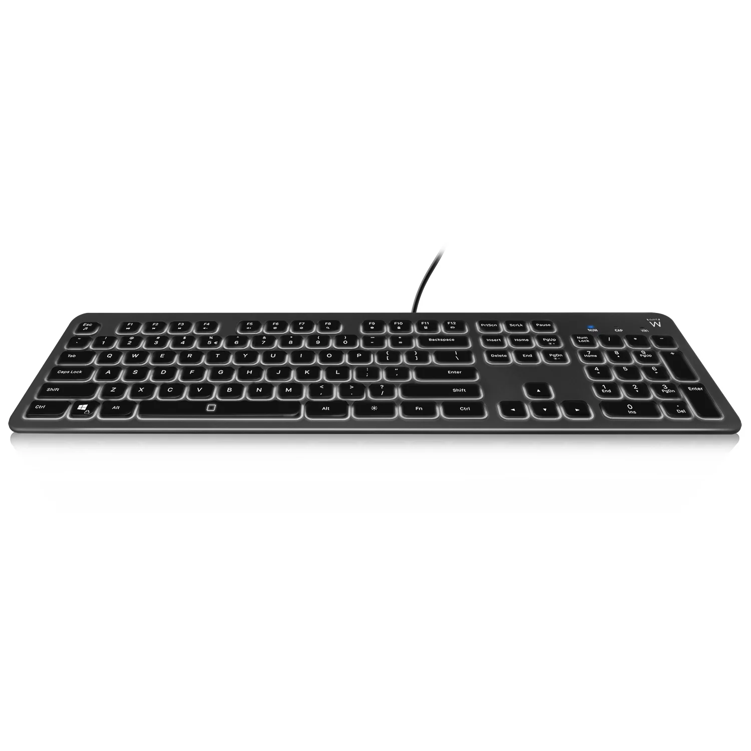 Teclado com fios Ewent EW3270 USB QWERTY PT retroiluminado low-profile preto