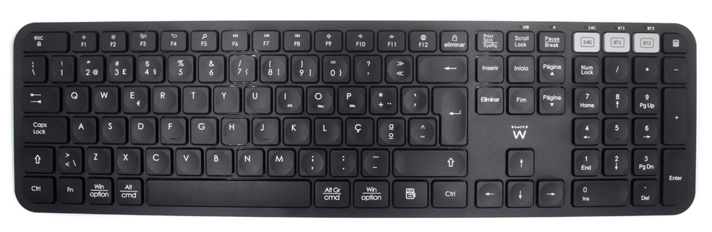 Teclado sem fios Ewent EW3277 Bluetooth 5.0 multi-connect QWERTY low-profile preto
